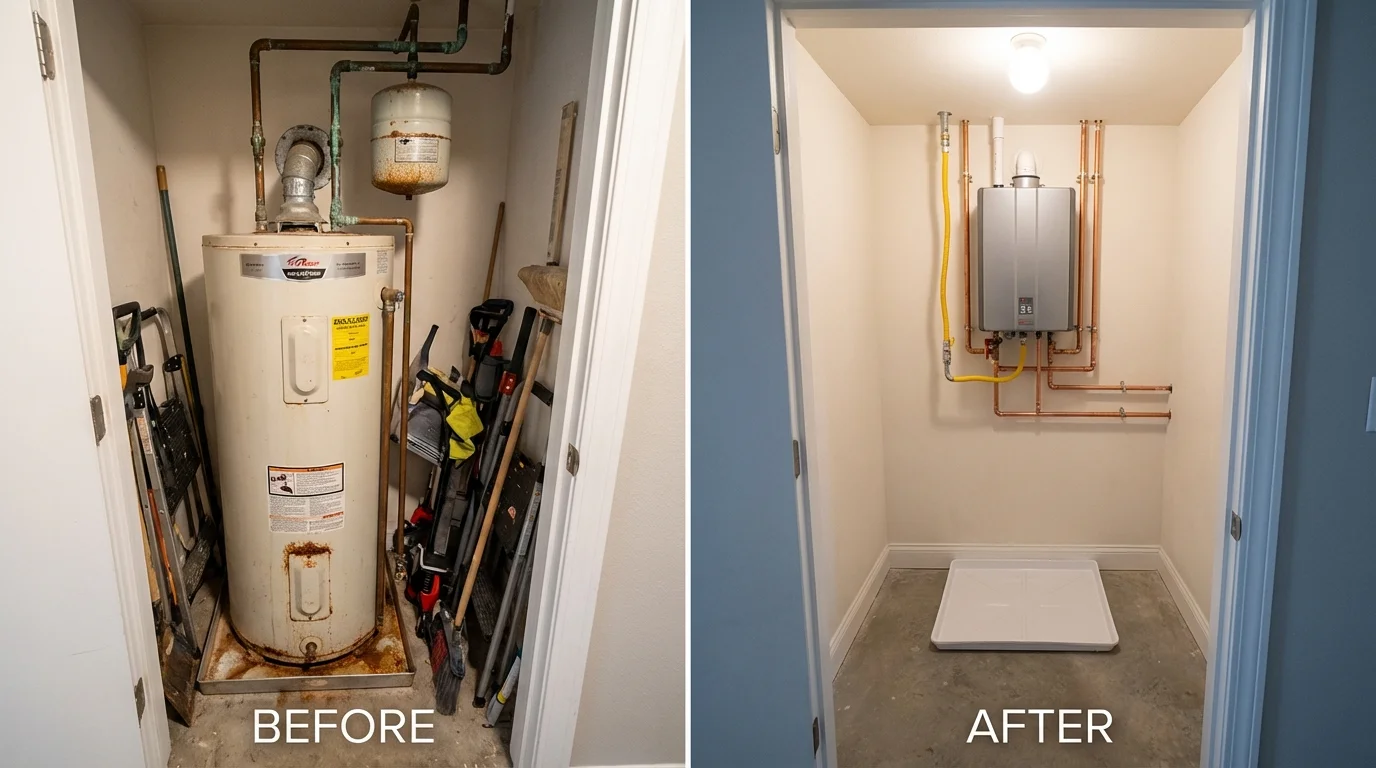 Tank water heater versus wall-mounted tankless unit comparison for Lexington, KY homeowners